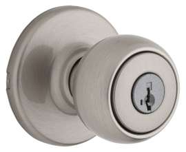 Weiser Fairfax Series 9GAC5310-069 Entry Door Knob, 1-15/16 in Dia Knob, Satin Nickel