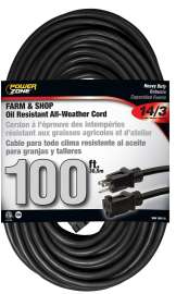 PowerZone Extension Cord, 100 ft L, Black