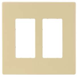 Eaton Cooper Wiring PJ PJS262V Wallplate, 4.87 in L, 4.94 in W, 2 -Gang, Polycarbonate, Ivory, High-Gloss