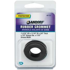 Jandorf 61542 Grommet, Rubber, Black, 3/8 in Thick Panel