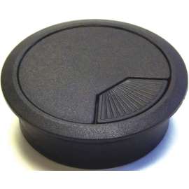 Jandorf 61610 Desk Grommet, 2-3/8 in Dia Cable, ABS, Black