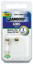 Jandorf 60693 Time Delay Fuse, 2 A, 250 V, 100 A, 10 kA Interrupt, Glass Body