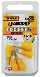 Jandorf 60827 Disconnect Terminal, 12 to 10 AWG Wire, Vinyl Insulation, Copper Contact, Yellow