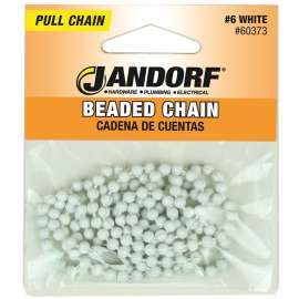 Jandorf 60373 Beaded Chain with Connector, 3 ft L, White