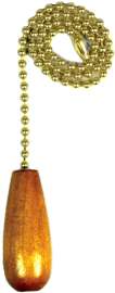 Jandorf 60321 Pull Chain, 12 in L Chain, Brass/Wood, Natural