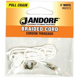 Jandorf 60313 Pull Chain, 3 ft L Chain, White