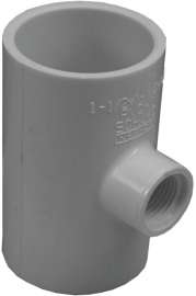GENOVA 300 Series 31478 Pipe Reducing Tee, 1-1/2 x 1/2 in Run, Slip Run Connection, 1-1/2 in Branch, White
