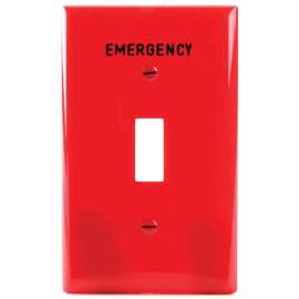 Eaton Wiring Devices PJ1EMRD Wallplate, 3.14 in L, 4.89 in W, 1 -Gang, Polycarbonate, Red, High-Gloss