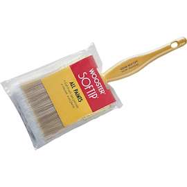 WOOSTER Q3108-4 Paint Brush, 4 in W, 3-3/16 in L Bristle, Nylon/Polyester Bristle, Beaver Tail Handle