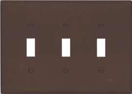 Eaton Wiring Devices PJ3B Wallplate, 4-7/8 in L, 6.37 in W, 3 -Gang, Polycarbonate, Brown, High-Gloss
