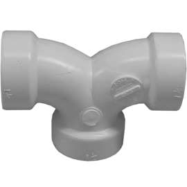 GENOVA 700 Series 70716 Double Pipe Elbow, 1-1/2 in, Hub, 90 deg Angle, PVC, SCH 40 Schedule