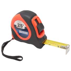 Vulcan 26-7.5X25-R Tape Measure, 25 ft L Blade, 1 in W Blade, Steel Blade, ABS Plastic Case, Orange Case