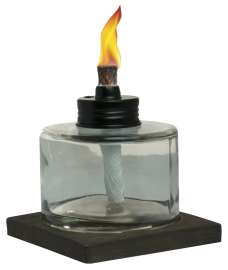 TIKI 1117025 Votive Tabletop Torch, 4 in H, Glass, Brown/Clear