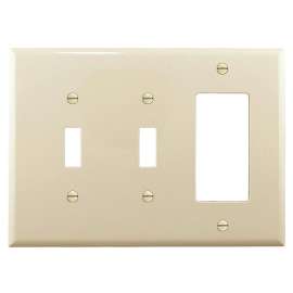 Eaton Wiring Devices PJ226LA Combination Wallplate, 6.76 in L, 4.87 in W, Mid, 3 -Gang, Polycarbonate, High-Gloss