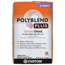 CUSTOM Polyblend Plus PBPG0925 Sanded Grout, Powder, Characteristic, Natural Gray, 25 lb Bag