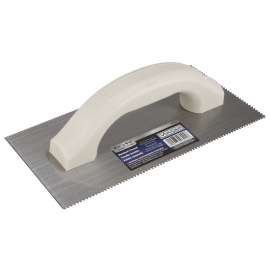 Vulcan Square Notched Trowel, 1/16 x 1/16 in and 1/16 x 1/32 in, High-Carbon Steel Blade, Plastic Handle, Ergonomic Handle
