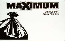 MAXIMUM 33201 Garbage Bag, Plastic, Black