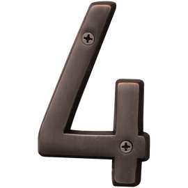 HY-KO Prestige Series BR-42OWB/4 House Number, Character: 4, 4 in H Character, Bronze Character, Solid Brass
