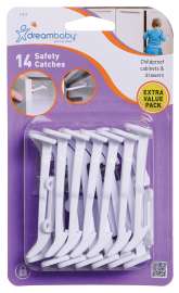 Dreambaby L1412 Secure Catch, 3-1/4 in L, 1-1/16 in W, Plastic, White