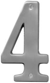 HY-KO Prestige Series BR-51SN/4 House Number, Character: 4, 5 in H Character, Nickel Character, Brass