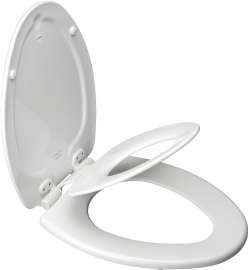 BEMIS 183SLOWA Toilet Seat, Elongated, Molded Wood, White, Twist Hinge