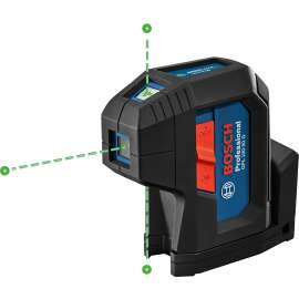 Bosch GPL100-30G Three-Point Alignment Laser Level, 125 ft, +/-1/8 in at 30 ft Accuracy, 2-Beam, Green Laser