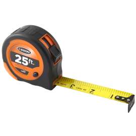 KESON Economy Series PG2510 Tape Measure, 25 ft L Blade, 1 in W Blade, Steel Blade, ABS Case