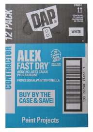 ALEX FAST DRY 7079874851 Latex Caulk Sealant, White, 4.4 to 37 deg C, 300 mL Cartridge