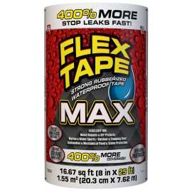 FLEX TAPE TFSMAXWHT08 Waterproof Tape, 25 ft L, 8 in W, Rubber Backing, White