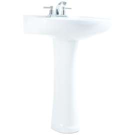 Foremost TP22074W Pedestal Sink, 4 in Faucet Centers, Vitreous China, 18-1/4 in OAL, 22-3/4 in OAW, 31-3/4 in OAH