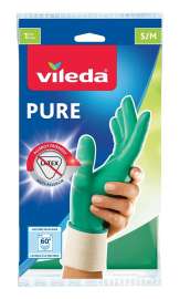 Vileda 137550 Gloves, S/M, Cotton/Nitrile, Blue