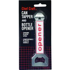 CHEF CRAFT 20157 Bottle Opener and Can Tapper, Steel, Plastic Handle, 5-1/2 in OAL