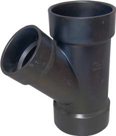 CANPLAS 102328LBC Reducing Pipe Wye, 4 x 4 x 2 in, Hub, ABS, Black