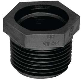 GREEN LEAF RB112-114P Reducing Pipe Bushing, 1-1/2 x 1-1/4 in, MPT x FPT, Black