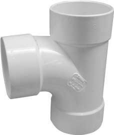 GENOVA 400 Series 41160 Sanitary Tee, 6 in Run, Hub Run Connection, 6 in Branch, Hub Branch Connection, White