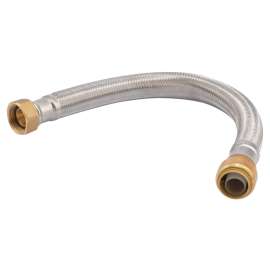SharkBite U3088FLEX15LF Braided Flexible Water Heater Connector, 3/4 in, FIP, Stainless Steel, 15 in L