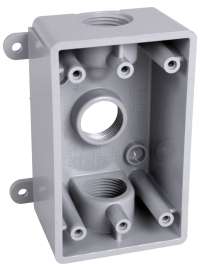 BELL PSB37550GY Weatherproof Box, 3.81 in W, 2 in D, 4.6 in H, NEMA 3R, PVC, Gray