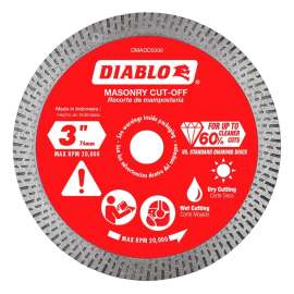 Diablo DMADC0300 Cut-Off Disc, 3 in Dia, 1.3 mm Thick, 3/8 in Arbor, Diamond Abrasive