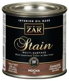 ZAR 11906 Wood Stain, Mocha, Liquid, 0.5 pt, Can