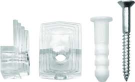 OOK 50225 Mirror Clip Set, 20 lb, Plastic, Clear, Wall Mounting