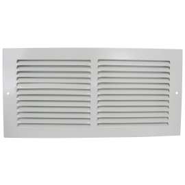 ProSource BBRA14X6 Baseboard Register, 15-3/4 in L, 7-3/4 in W, 50 deg Air Deflection, Steel, White