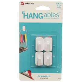 VELCRO Brand HANGables VEL-30102-USA Removable Wall Hook, 0.5 lb, 4-Hook, White
