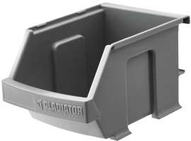 GLADIATOR GAWESB3PGC Small Item Bin, 10 lb Capacity, Plastic, Charcoal, 4 in L, 4-1/2 in W, 7 in H