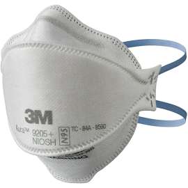3M Aura Series 9205P-3-DC 3-Panel Particulate Respirator, One-Size Mask, N95 Filter Class, 95 % Filter Efficiency, White