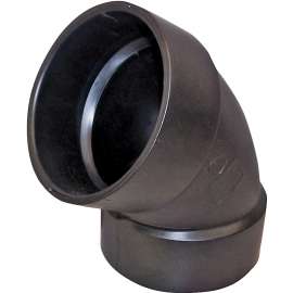 CANPLAS 102601BC Pipe Elbow, 1-1/2 in, Hub, 60 deg Angle, ABS, Black