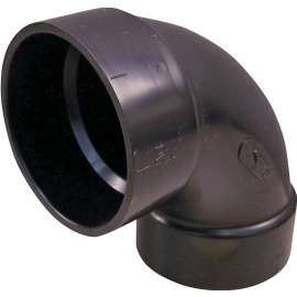 CANPLAS 102253LBC Sanitary Pipe Elbow, 3 in, Hub, 90 deg Angle, ABS, Black