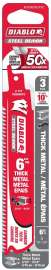 Diablo DS0608CF3C Reciprocating Saw Blade, 6 in L, 8 TPI, Carbide Cutting Edge