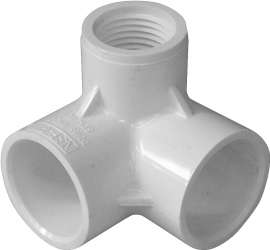 GENOVA 300 Series 33176 Pipe Elbow with Side Inlet, 1 in Slip, 1/2 in FIP, 90 deg, White