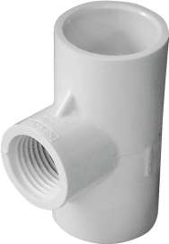 GENOVA 300 Series 31481 Pipe Reducing Tee, 3/4 x 1/2 in Run, Slip Run Connection, 3/4 in Branch, White