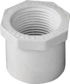 GENOVA 300 Series 34240 Pipe Reducing Bushing, 1-1/4 in Spigot x 1 in FIP, White